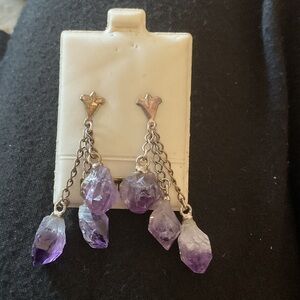 Elegant Purple amethyst Dangle Earrings approx 2” long